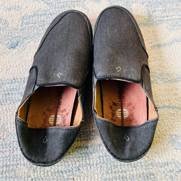 OluKai Waialua Canvas Shoes with Anatomical Footbed Charcoal Gray SIZE 10 - Picture 6 of 12